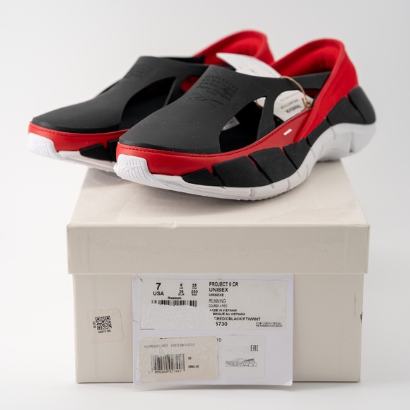 size 7 Maison Margiela Reebok White Croafer Black Red White Project 0 CR Slip on main image 6